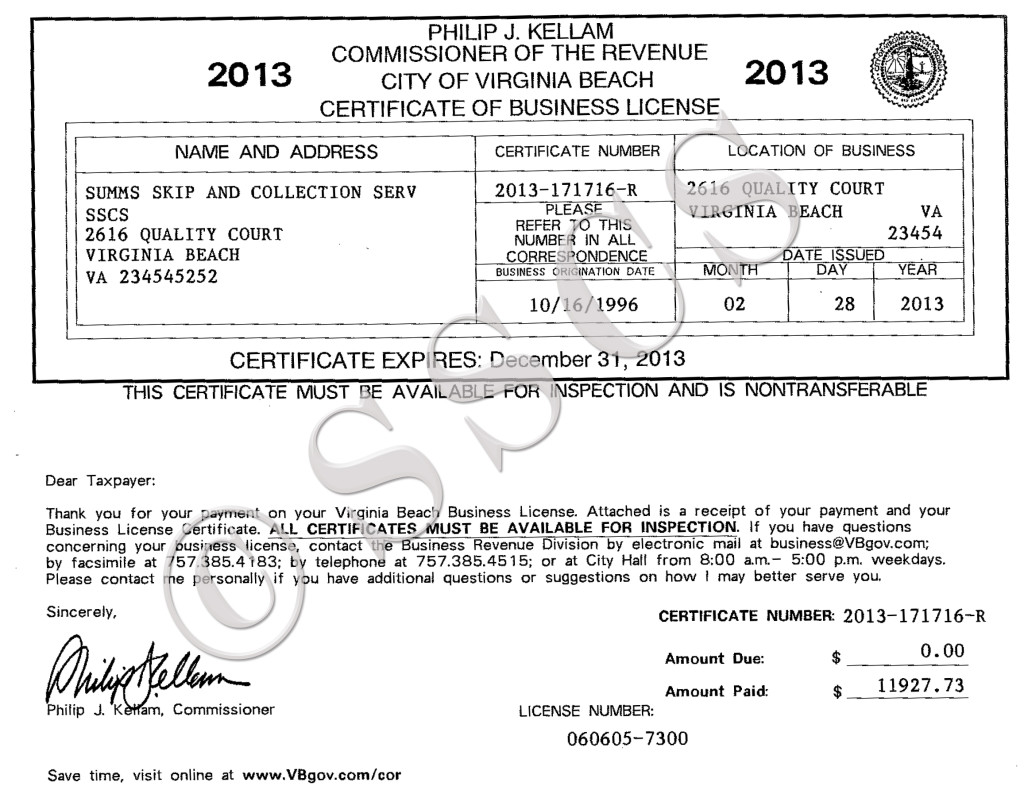 Business License 2013